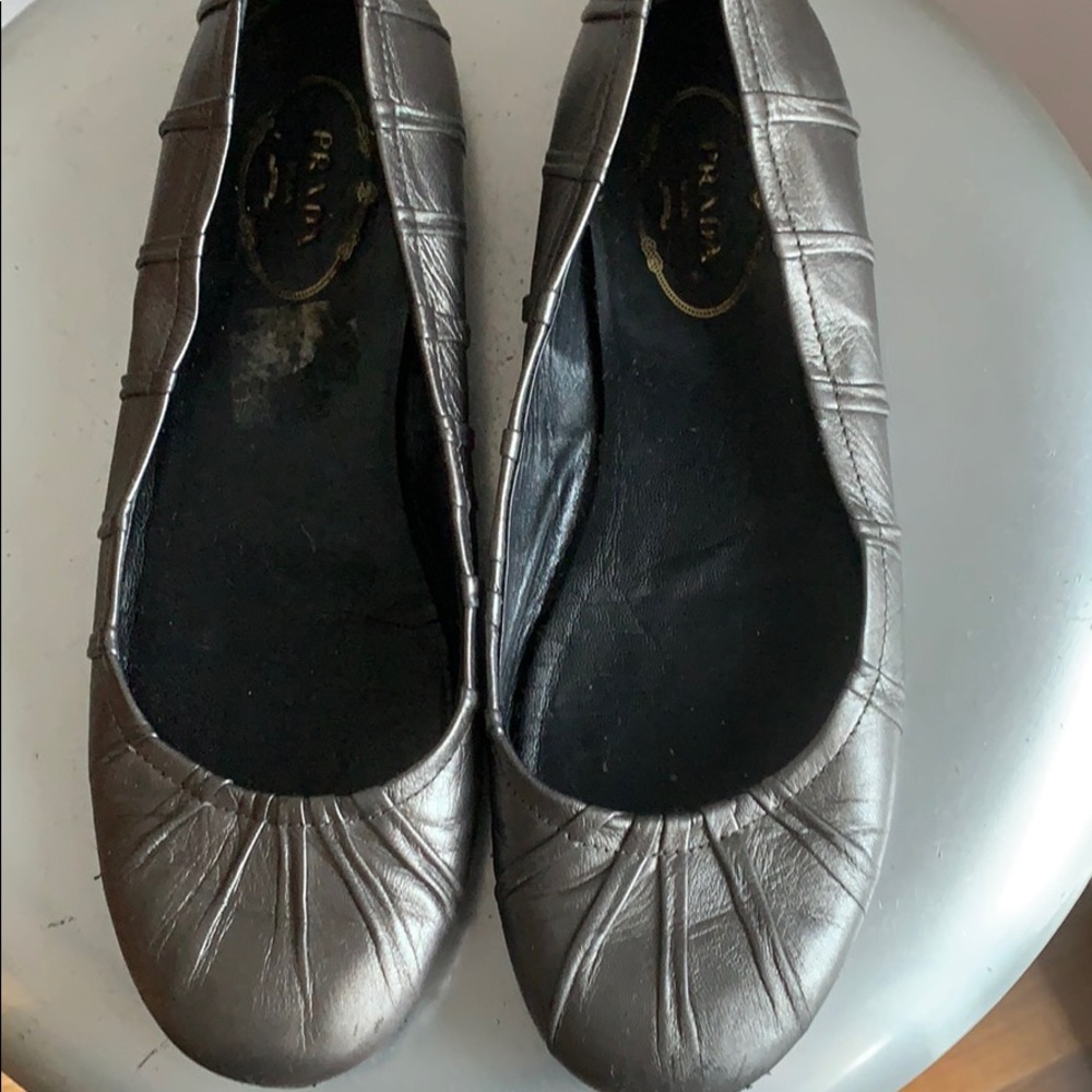 Silver/ Grey Prada flats
